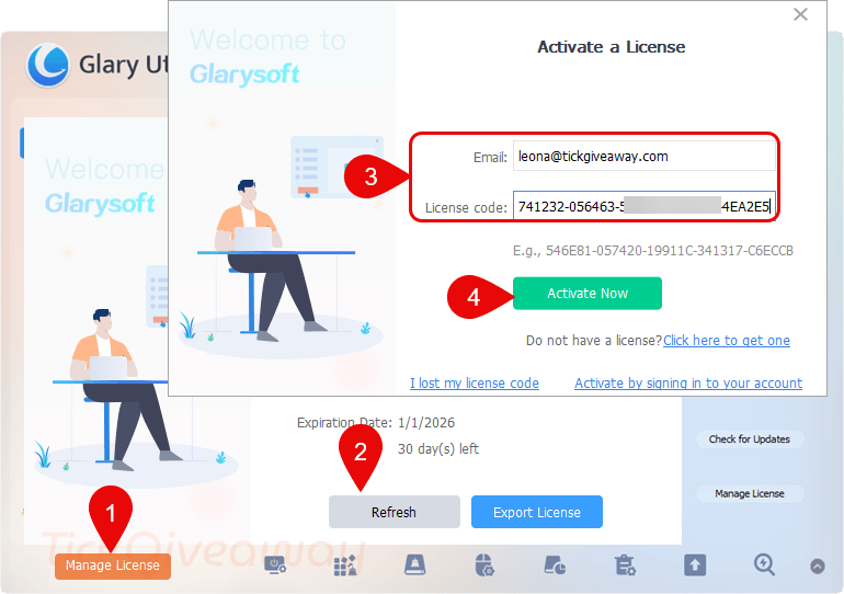 activate glary utilities pro key