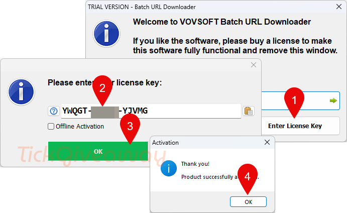 activate vovsoft batch url downloader code