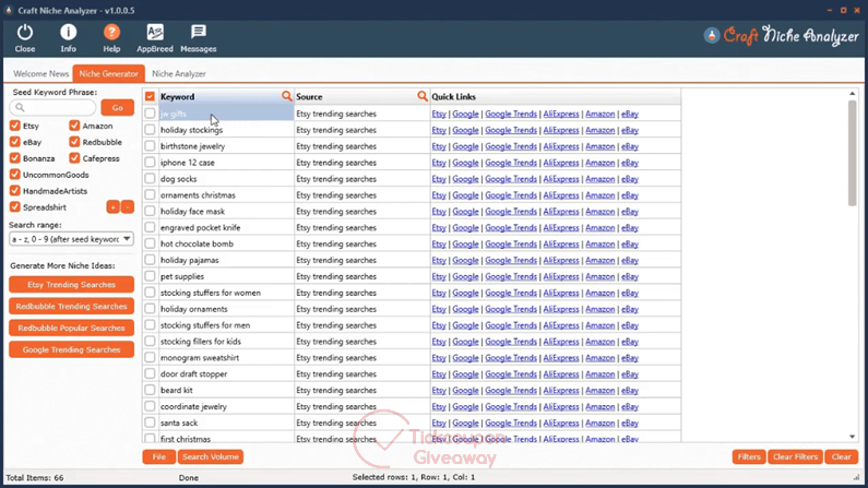 craft niche analyzer screenshot