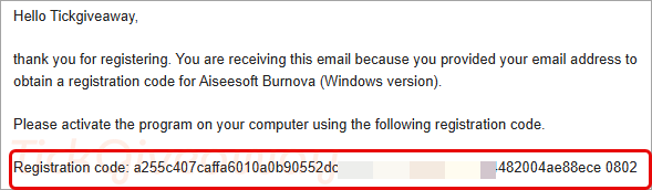 get aiseesoft burnova code