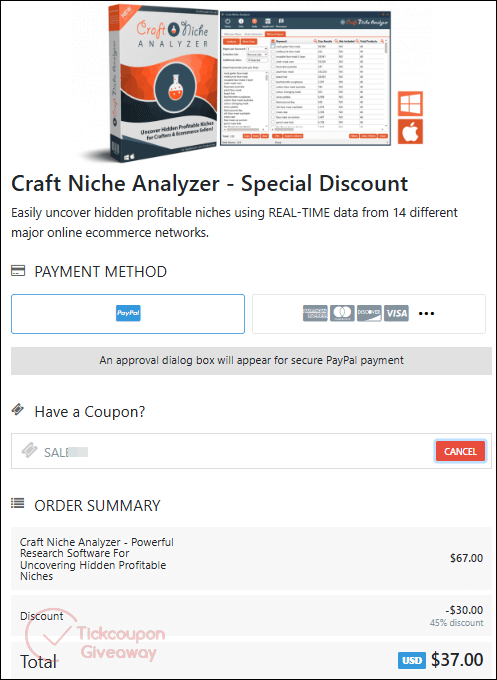 how to activate craft niche analyzer coupon code