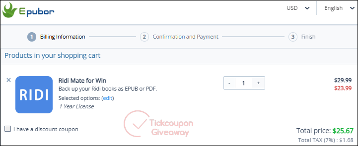 how to activate epubor ridi mate coupon code