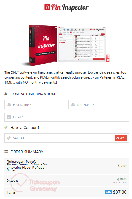 how to activate pin inspector coupon code