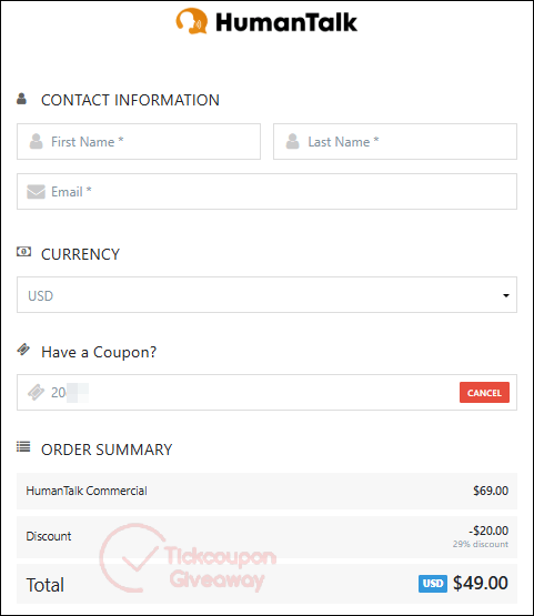 how to use humantalk coupon code