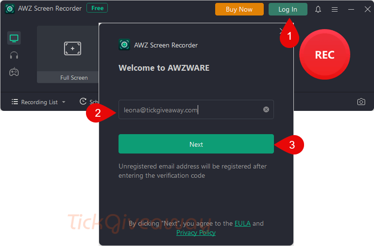 login awz screen recorder free