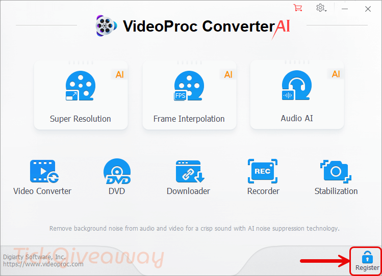 register videoproc converter ai code