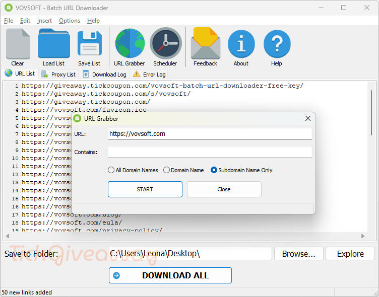 VovSoft Batch URL Downloader