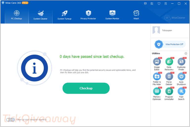 wise care 365 pro main screenshot free license Wise Care 365 Pro