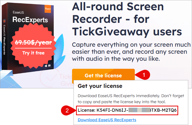 get easeus recexperts for windows code