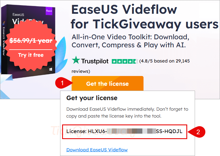 get easeus videflow code