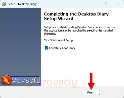 install vovsoft desktop diary free