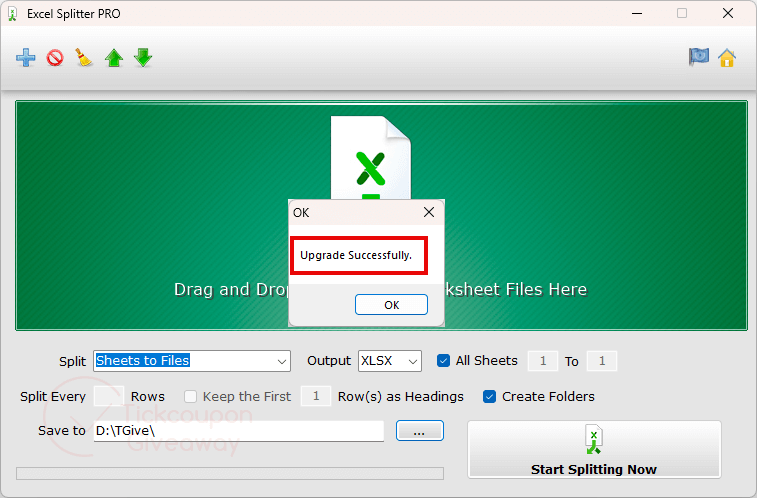 upgrade reezaa excel splitter successfully