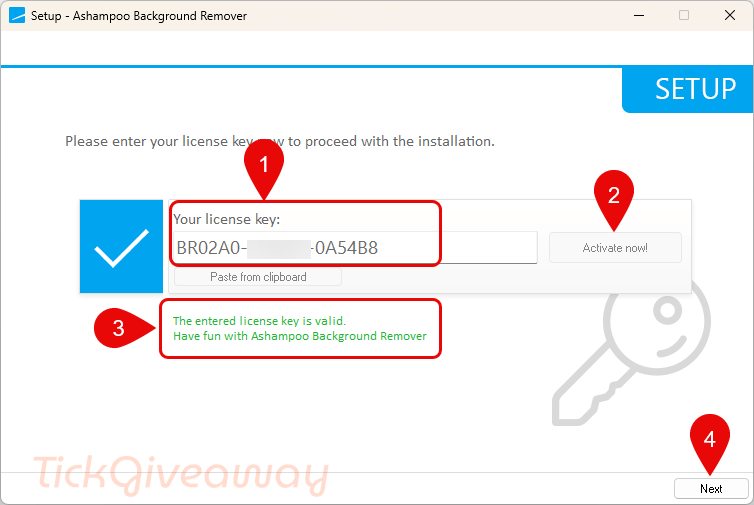 activate ashampoo background remover code