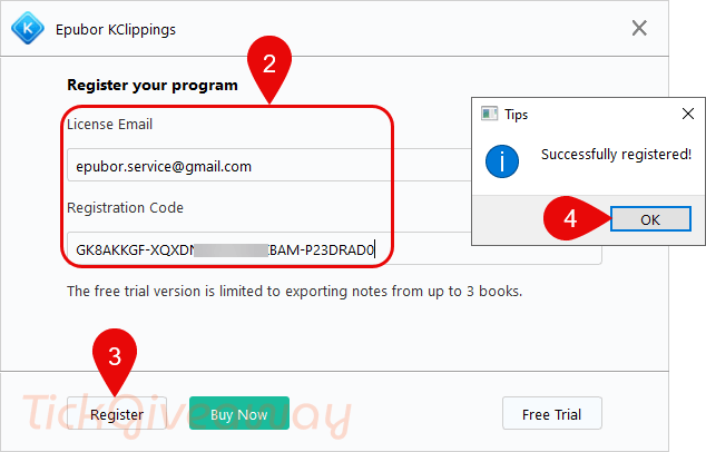 activate epubor kclippings license