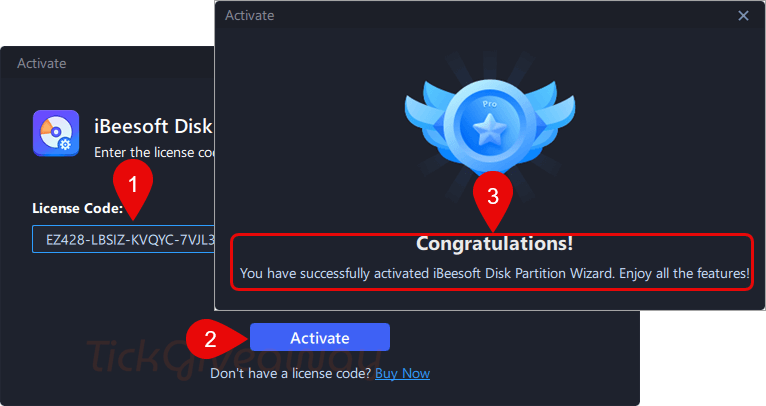 activate ibeesoft disk partition wizard