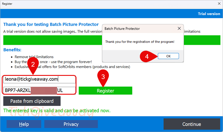 activate softorbits batch picture protector code