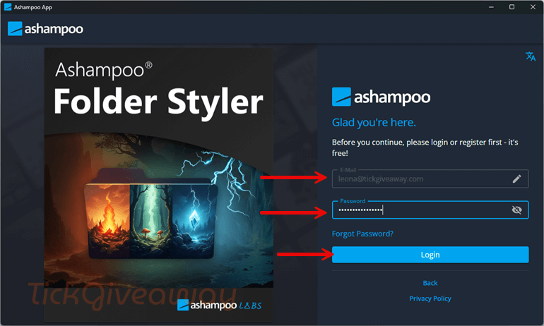 ashampoo folder styler login