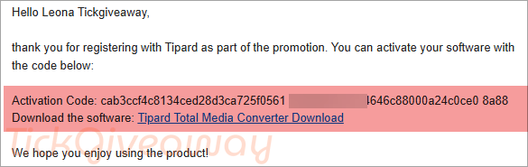 get tipard total media converter code