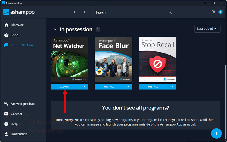 launch ashampoo net watcher