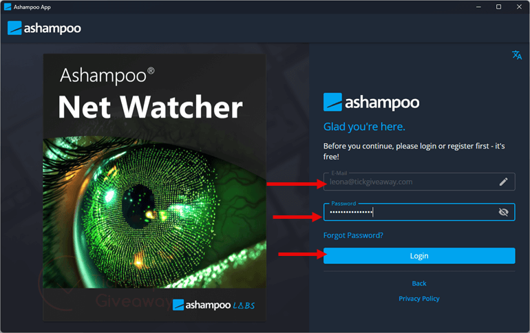 login ashampoo net watcher