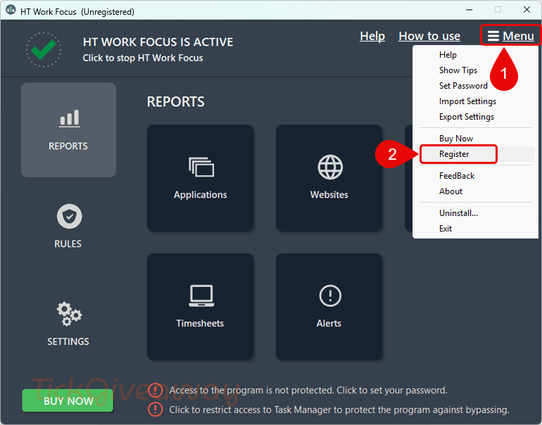 register ht work focus free
