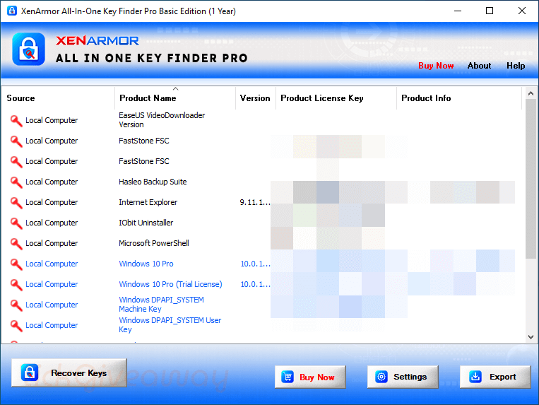 xenarmor all in one key finder free main screenshot XenArmor All-In-One Key Finder Pro