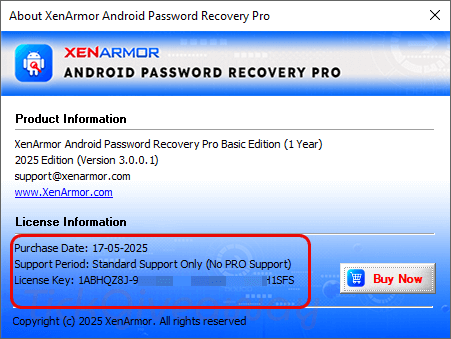 about xenarmor android password recovery key