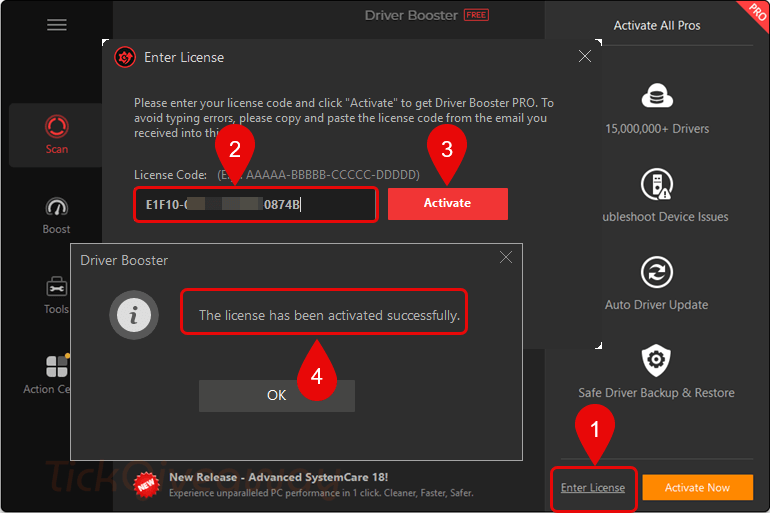 activate iobit driver booster pro free key