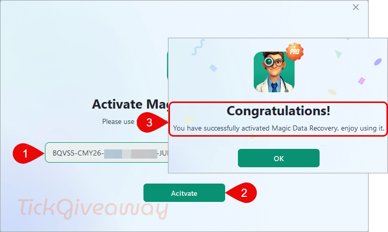 activate magic data recovery wizard