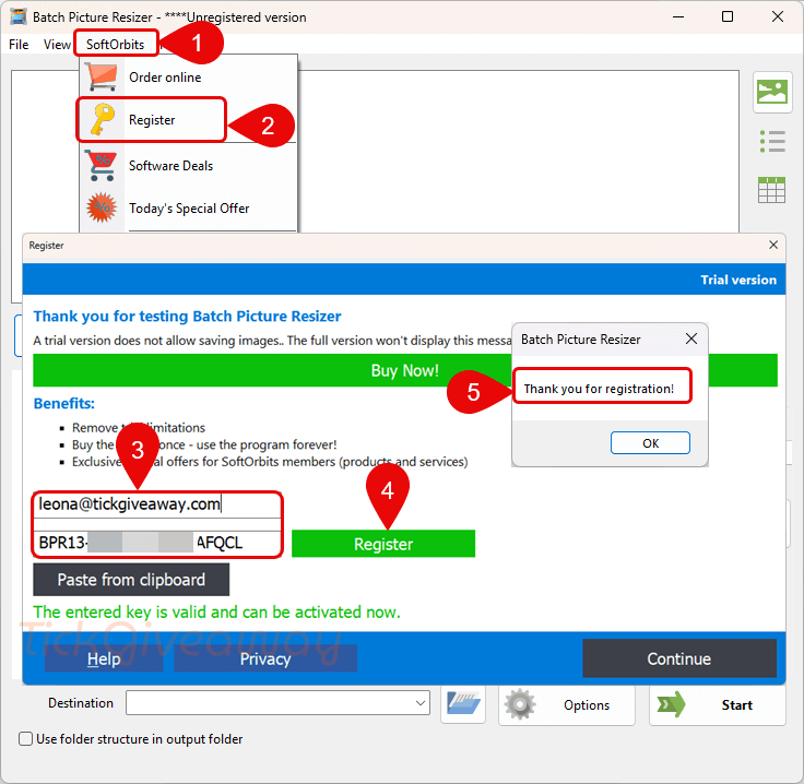 activate softorbits batch picture resizer key