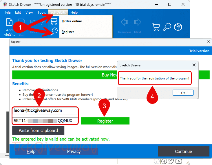 activate softorbits sketch drawer code