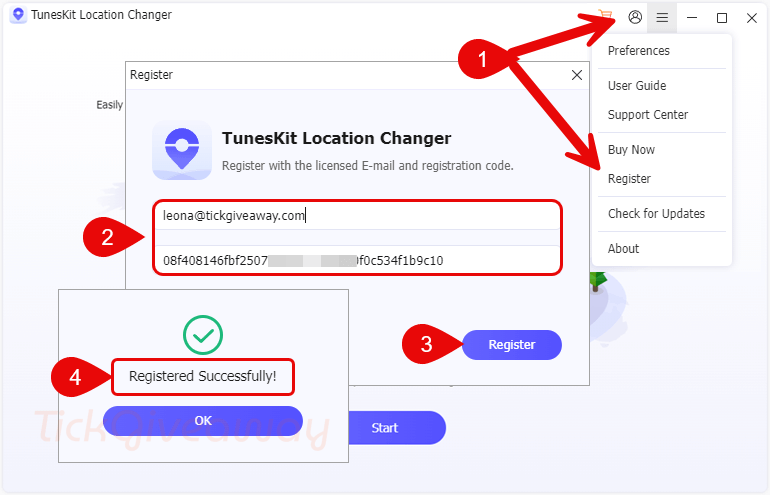 activate tuneskit location changer key