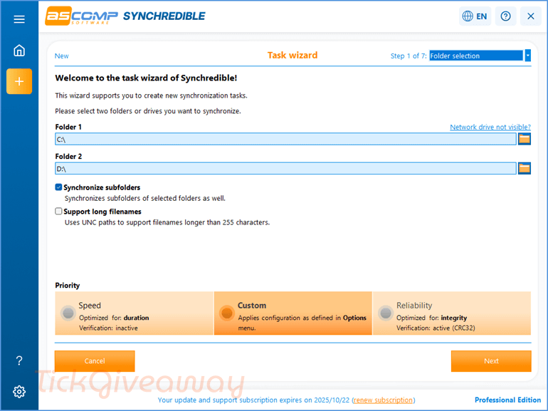 ascomp synchredible pro main screenshot