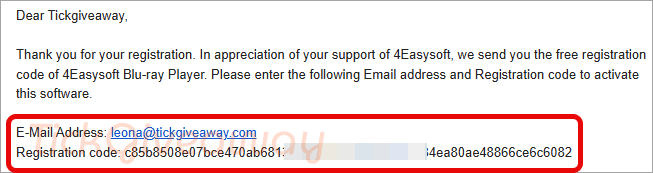 get 4easysoft blu ray player code
