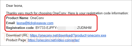 get oneconv video converter code