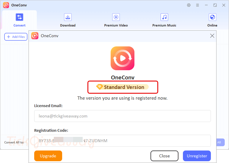 get oneconv video converter for free