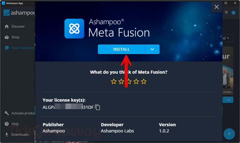 installation ashampoo meta fusion