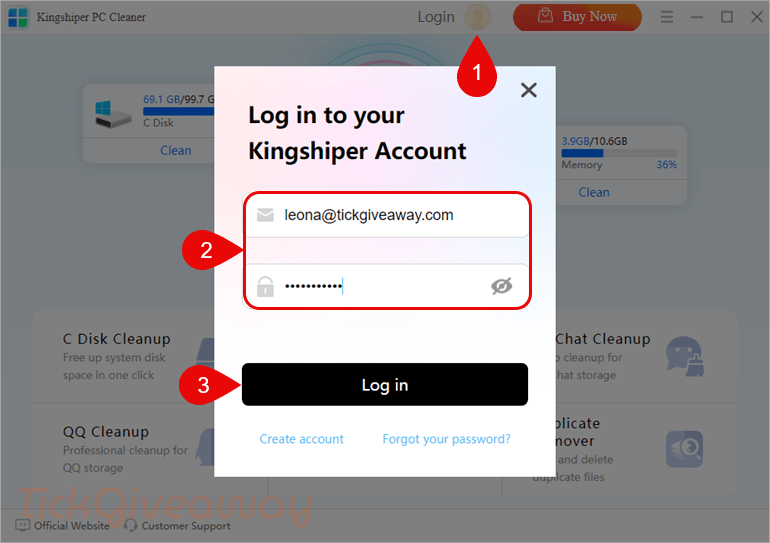 login kingshiper pc cleaner