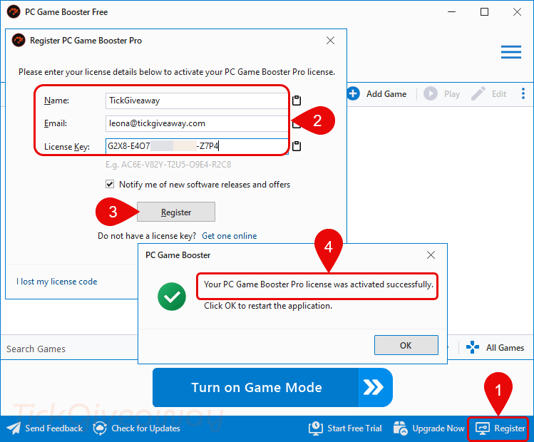 register game fire pro code