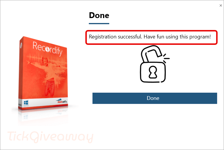 registration successful abelssoft recordify free