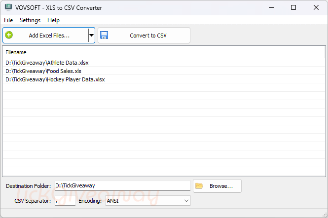 
Vovsoft XLS to CSV Converter