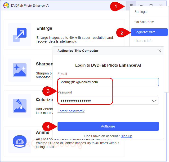 activate dvdfab photo enhancer ai key
