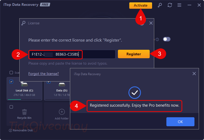 activate itop data recovery pro key
