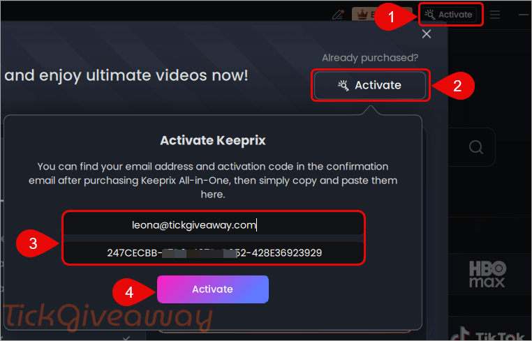 activate keeprix all in one downloader key