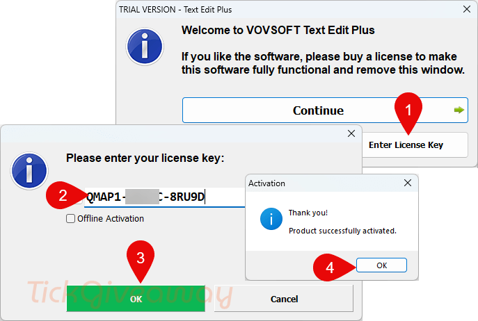 activate vovsoft text edit plus key
