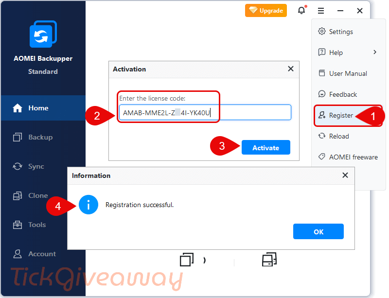 aomei backupper home license code for free
