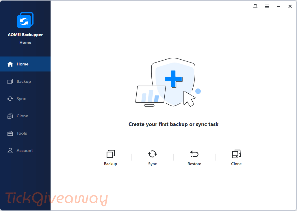 AOMEI Backupper Home Giveaway Screenshot