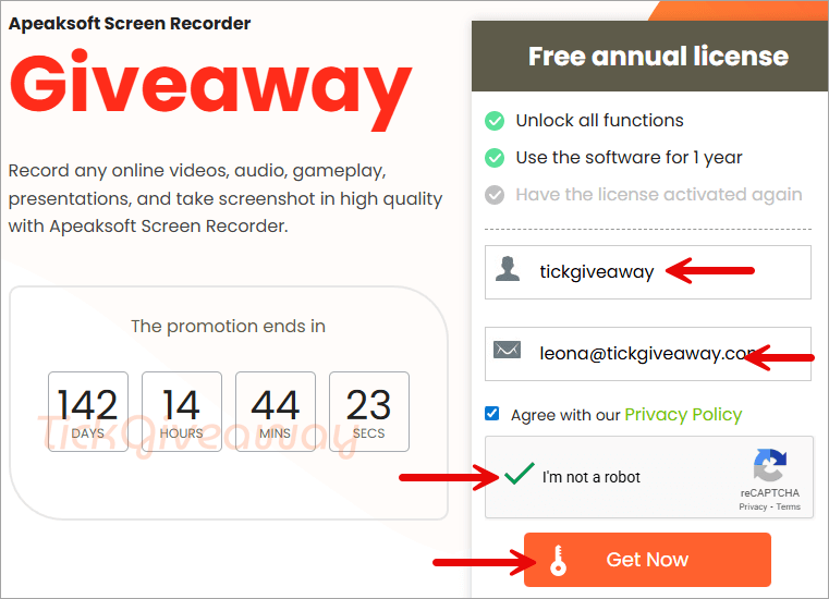 apeaksoft screen recorder giveaway key
