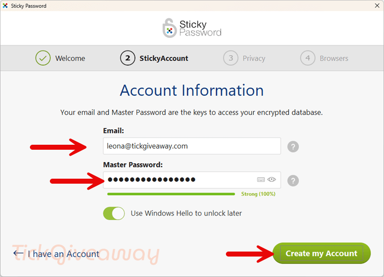 create sticky password premium account