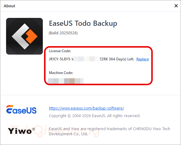 easeus todo backup home free license key code info